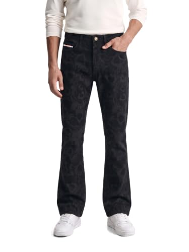 Image of The Indian Garage Co Men Mid Rise Bootcut Laser Placement Print Mid-Rise Stretchable Jeans