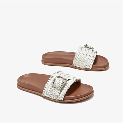 Women's Cow Leather Buckle Decoration Slippers - Mixed Colors Summer Flats2