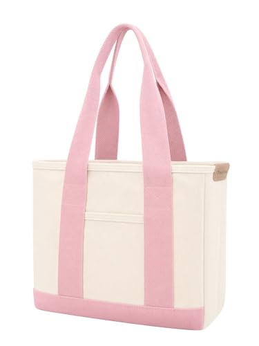 Image of TeeYee 16oz Canvas Tote Bag Casual Multi pockets Handbags Large Capacity Shopping Shoulder Bag with Pocket Bags Work Purses