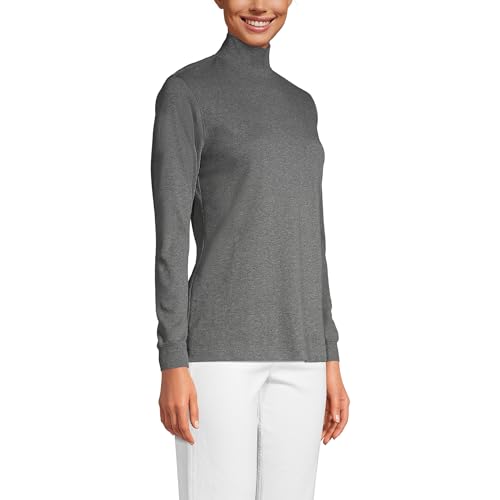Image of Lands' End Women's Relaxed Cotton Long Sleeve Mock Turtleneck Shirt