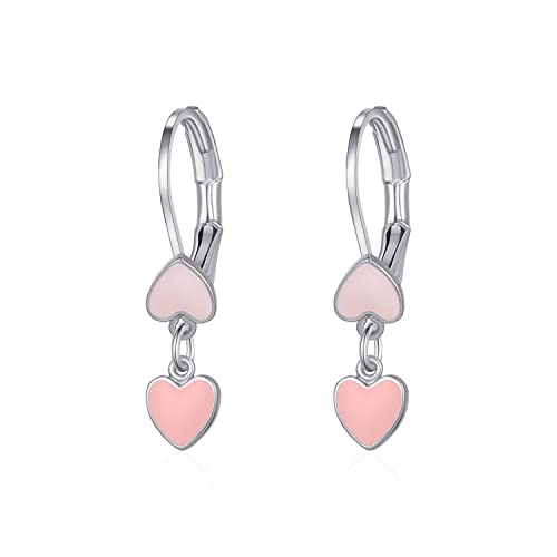 Boucles d'oreilles rose amour en forme de coeur pour dames style doux et mignon