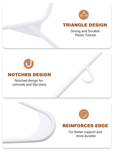 Jersow White Plastic Hangers - 60 Pack, Clothing Hangers Plastic Durable Tubular Shirt Hangers Coat Hangers, Slim&Space Saving, Heavy Duty Clothes Hangers Ideal For Laundry & Everyday Use （White） #TOP5
