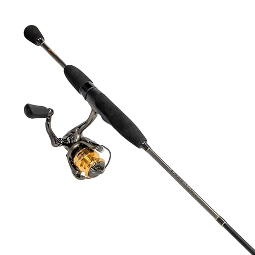 Lew’s Laser Lite Spinning Reel and Fishing Rod Combo, 6-Foot 6-Inch 2-Piece, Ultra-Lt Power, Size 100 Reel, 5.1:1 Gear Ratio, Metallic Gray/Gold/Black