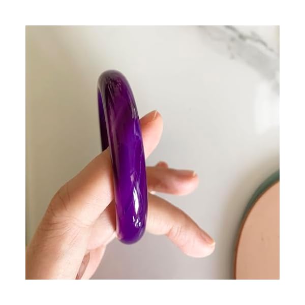 Natural Purple Agate Bangle Thick Bracelet for Women, 13mm Width Chinese Lucky Jewelry Hand-Polished Gemstone Cuff for Christmas Mom Birthday Gift - Image 5