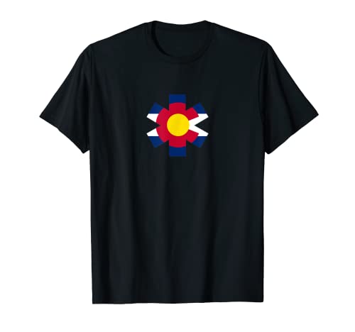 Bandera de Colorado EMS EMT Símbolo de estrella Camiseta