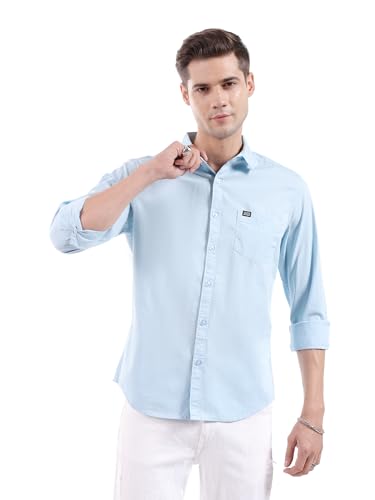 Image of The Indian Garage Co Men Slim Fit Solid Full Sleeves Cutaway Collar Casual Shirt