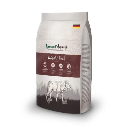 Venandi Animal Premium Nourriture sèche pour Chat, bœuf, avec Beaucoup de Viande fraîche, Nourriture sèche, sans céréales, Paquet de 1 (1 x 1,5 kg)