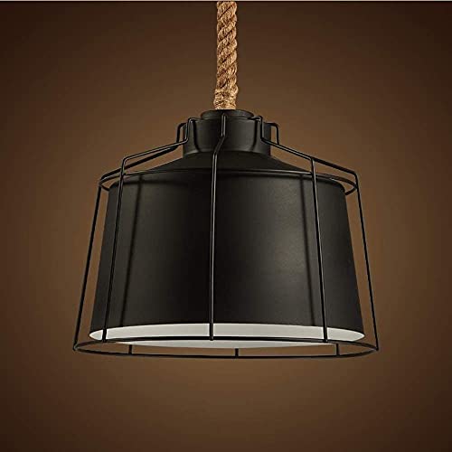 Lustre industriel pour salon retro avec corde chanvre E27