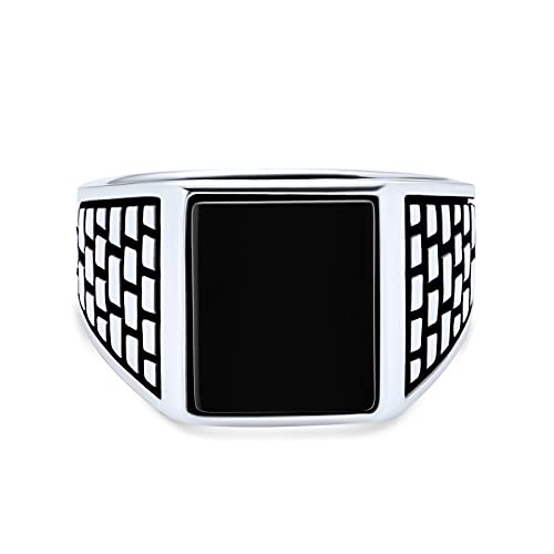 Bague signet rectangle onyx noir argent au style rétro chic - 3
