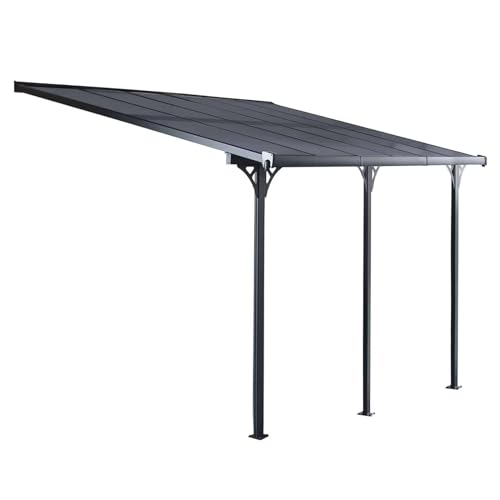 GARDIUN KIS13011 - Pérgola de Pared Elliot - 11 m² 435x254x220/260 cm Aluminio y Policarbonato