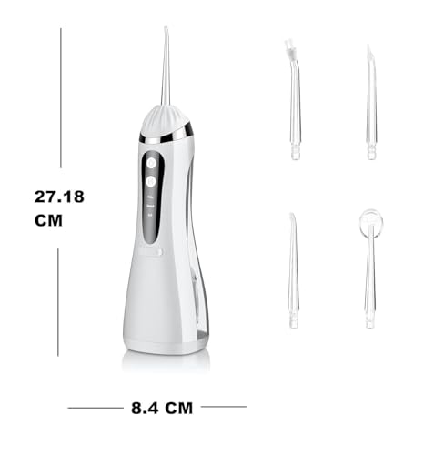 Image of Portable Water Flosser for Teeth Cleaning | Cordless Oral Irrigator with 3 Pressure Modes, 4 Jet Tips, 200ml Water Tank, IPX7 Waterproof, Rechargeable Dental Cleaner for Travel & Home
