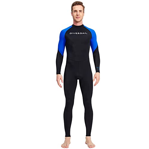 Dive Skins For Women Men Full Body Swimsuit Rash Guard Scuba Skin Thin Wetsuit, One Piece Long Sleeve Quick Dry Diving Skin Uv Protection Surfing Spandex Wet Suit For Water Sport (M, Men-Blue) #TOP6