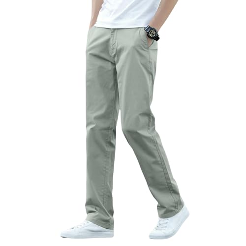 Men's Summer Cotton Loose Straight Versatile Wide Leg Trendy Elastic Business Casual Pants - Main Image