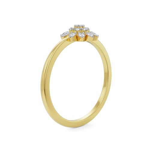 Image of EMORI Gold Floral Blooming Diamond Ring For Women With Lab Grown Diamonds Sutable For Everyday Wear - Yellow