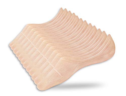 Eedor Women's 6 Pairs Thin No Show Socks Non Slip Flat Boat Line MLarge Beige