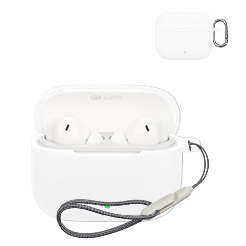 For OPPO EncoBuds3 Pro ケース 保護カバー シリコンケース SpinoArmor 装着充電可能 全面保護 落下防止 キズ防止 耐衝撃 防塵 軽量 収納 カラビナ付き OPPO EncoBuds3 Pro対応(ホワイト)