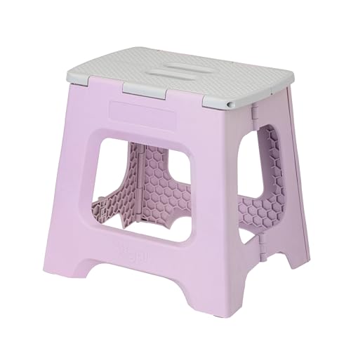 Image of Vigar Compact Folding Step Stool, 12-1 /2 in, Purple | 12-1 /2 in Foldable Stool, Lightweight Portable Design, Handle, Non Slip Surface, Space-Saving, Supports up to 330 lb