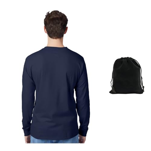 Hanes Men's Long Sleeve T-Shirt, 100% Cotton, Tagless Comfort, Classic Fit, Breathable, Soft Crewneck3