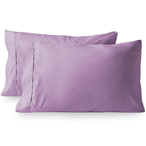 Bare Home Microfiber Pillow Cases - King Size Set of 2 - Cooling Pillowcases - Double Brushed - Lavender Pillowcases 2 Pack - Easy Care (King Pillowcase Set of 2, Lavender)