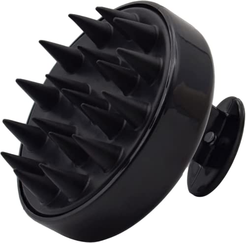 Renesmee Shampoo Brush, Scalp Massager, Shower Scrubber Tool for Hair Growth, Eco-friendly Wheat Straw Hair Products With Soft Silicon Brush Head, Dandruff Removal, Prevents Hair loss (Solid Black)