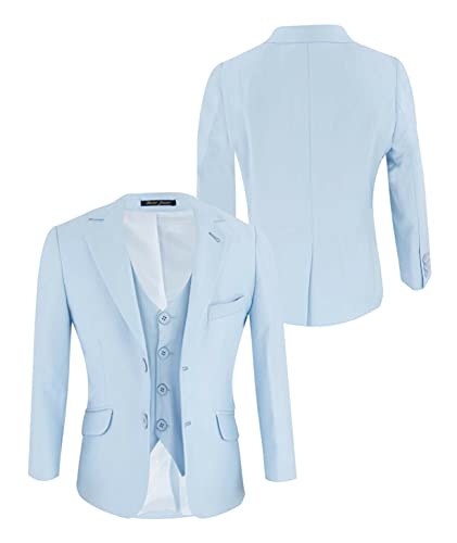 Image of Boys Page Boy Suit Tailored Fit 3 Piece or 6 Piece Set Communion Wedding Birthday Dinner Prom Party Special Occasion