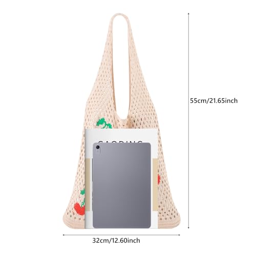 Image of Ovida Crochet Tote Bag Mesh Beach Bag Fairycore Hobo Bag Fairy Grunge Aesthetic Shoulder Bag Y2k Purse for Women Girls