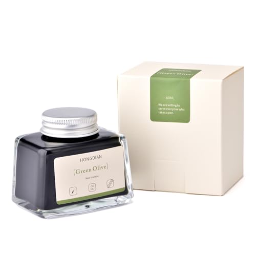 Image of Hongdian Fountain Pen Bottled Ink Green Oliver Color, 60ml Non Carbon Inkwell Bottle, Artist Calligraphy Ink