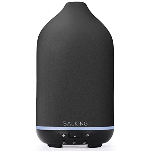 SALKING Ceramic Diffuser, Stone Essential Oil Diffuser, Ultrasonic Aromatherapy Diffusers with Adjustable Mist Mode Timers, for Office Bedroom Home (Black)