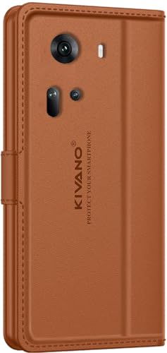 Image of KIVANO LUXE Compatible for Oppo Reno 11 5G Luxury Handmade Leather Magnetic Flip Folio Case | Card Holder & Kickstand | Slim Protective Cover | Unisex - Brown