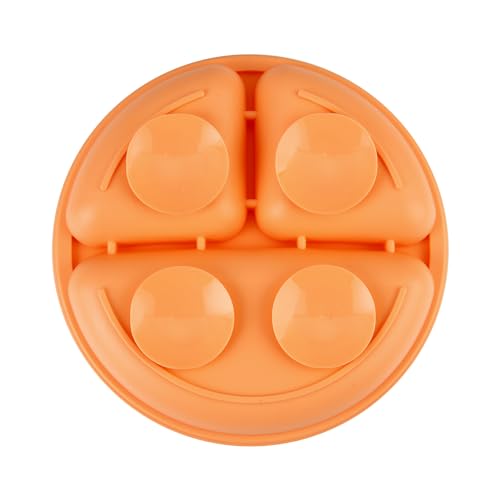 PandaEar 3 Pack Toddler Plates, Silicone Divided Suction Plate for Babies, BPA-Free 100% Food-Grade Silicone Unbreakable Baby Plate (Orange)