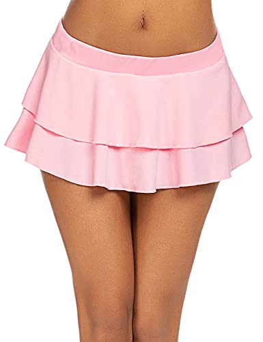 Avidlove Womens Pleated Mini Skirt Solid Ruffle Lingerie Skirts Layered Y2K Plaid Outfit for Schoolgirl Role Play XS-4XL