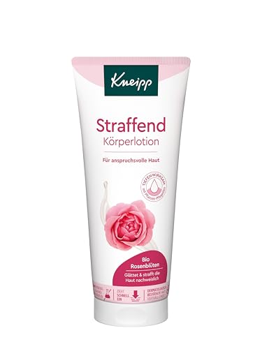 Kneipp Straffend Körperlotion - Bodylotion mit hochwertigem Extrakt aus Bio-Rosenblüten - Tiefenwirksam mit Pflanzen-Pflegeölen - Zieht schnell ein - speziell für die anspruchsvolle Haut - 200ml