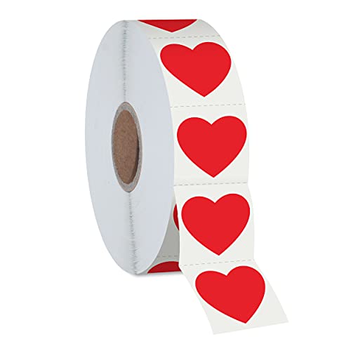 1200 PCS Red Heart Shaped Sticker Labels with Perforation Line in Roll, Use for Valentine