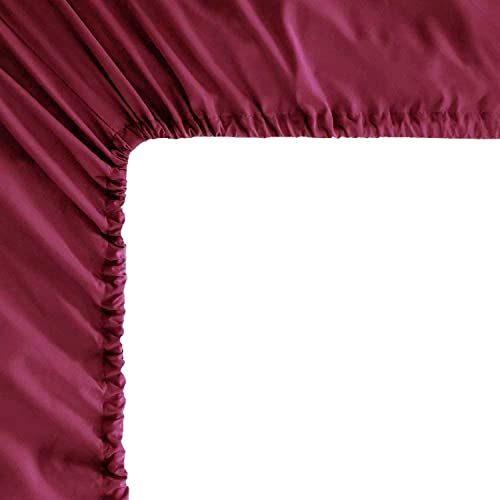 Image of Mocassi Cali King Sheet Set - Luxury Hotel 1800 Premier Bedding Sheets & Pillowcases - Ultra Soft Breathable & Cooling Bed Sheets - Deep Pocket - Wrinkle Resistant - 4 Piece - Cali King, Burgundy