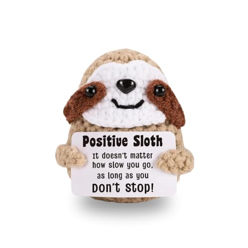 CAVERZ Positives Faultier Geschenk, Handgehäkeltes Kuscheltier mit...