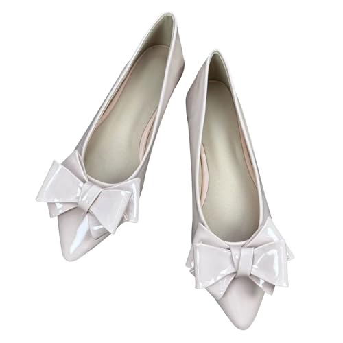 Image of TN TANGNEST Flats Shoes Women Comfort Casual Loafers | Classic Pointed Toe Bowknot Flats Cute Slip On Flats, Wear to Work Travel Walk