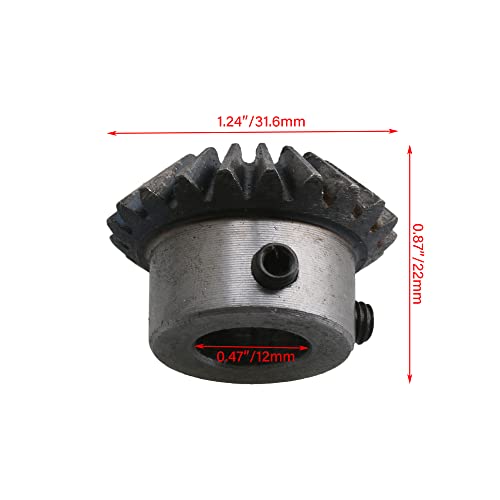 Image of 45 Steel 1.5 Modulus Silver 12mm Hole Diameter Tapered Bevel Gear Wheel 20 Teeth Pack of 2