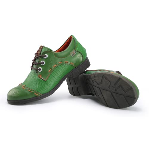 TMA EYES & MAiA Womens Handmade Stitching Shoes Leather Lace-up Low Heel Casual Shoes for Outdoor4