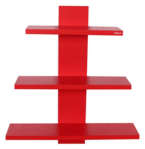 Image of Madhuran Engineered Wood Wall Mounted Books showpieces Display Shelf (Matte, Red)
