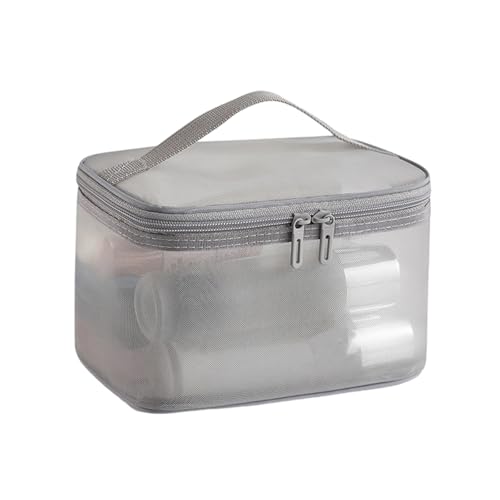 Neceser de viaje de malla de nailon con dos compartimentos, organizador de cosméticos para hombre y mujer, solución de almacenamiento de maquillaje, bolsa de aseo de nailon