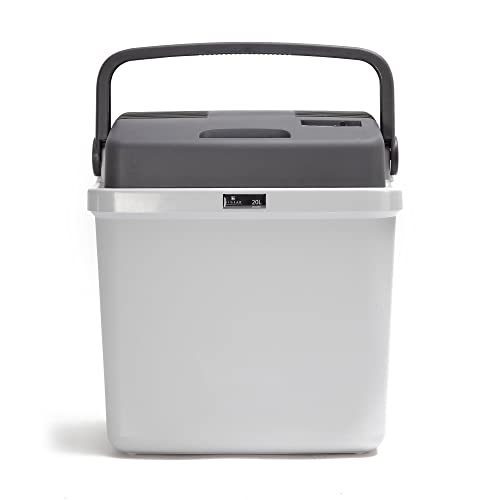 Hi-Gear 20 Litre Cooler with Integrated Handle, 12V In Car Socket, Portable, Spacious, Insulated, 20L Electric Cool Box, Camping, Travel, Picnics, Festivals, Caravan, Motorhome, Boat, Grey
