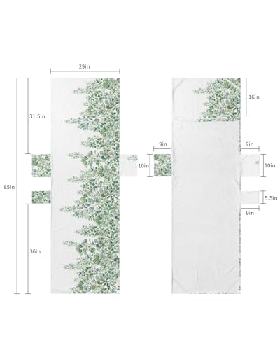 Eucalyptus Leaves Beach Lounge Chair Towel Cover, Soft Chaise Lounge Towel with Side Pockets Patio Pool Chairs Cover for Beach/Pool Sunbathing 29x85 Pastoral Watercolor Teal Botanical