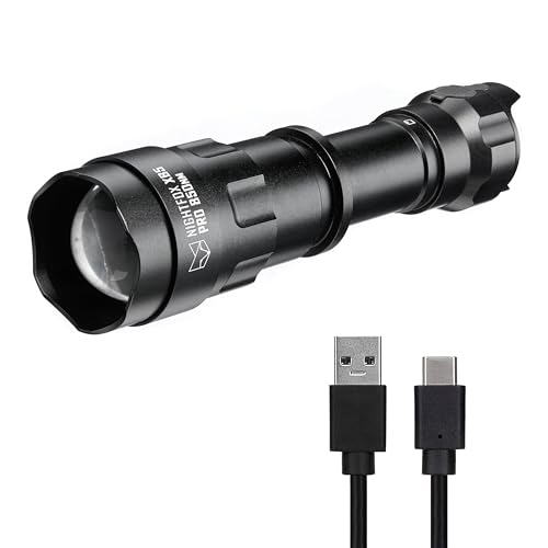 Nightfox XB5 Pro Lumière IR | Longueur d'onde de 850nm | Lumière invisible à utiliser uniquement avec les appareils de vision nocturne | Batterie rechargeable USB...