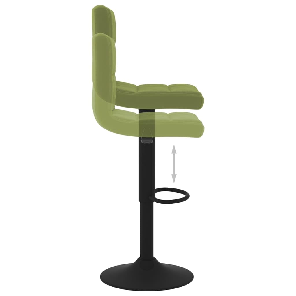 Taburete de bar de terciopelo verde claro, moderno taburete regulable en altura con reposapiés y resorte de gas, silla de bar giratoria 360 grados para cocina, comedor y bar, 40 x 47 x (90-111