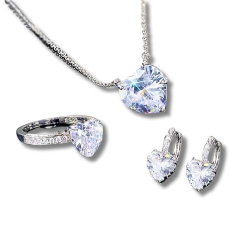 Conjunto Feminino 'Eternity' em Bronze Cravejado com Zircônias – Colar, Brincos e Anel – Brilho, Elegância e Versatilidade - Acompanha Bolsa de Veludo