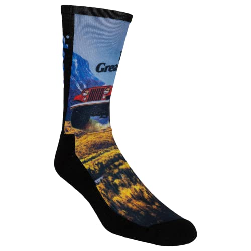 Jeep Men's Vintage Ads Crew Socks-1 Pair Pack-Lightweight Cushioned Comfort