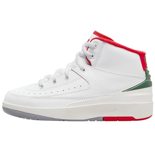 Jordan 2 Retro Little Kids' Shoes (White/Fir/Sail/Fire Red) - Main Image