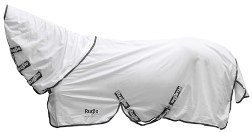 Covalliero Manta antimoscas RugBe Superfly, Manta para Caballos, Manta de Montar, Blanco, 135 cm, 185 cm, Caballo, Lavable a máquina a 30 °C
