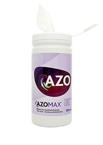 Azo Max - Toallitas para superficies duras sin alcohol, tubo (200 unidades)