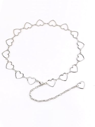 Women Silver Heart Chain Belt for Halloween Valentine Street Fashion3